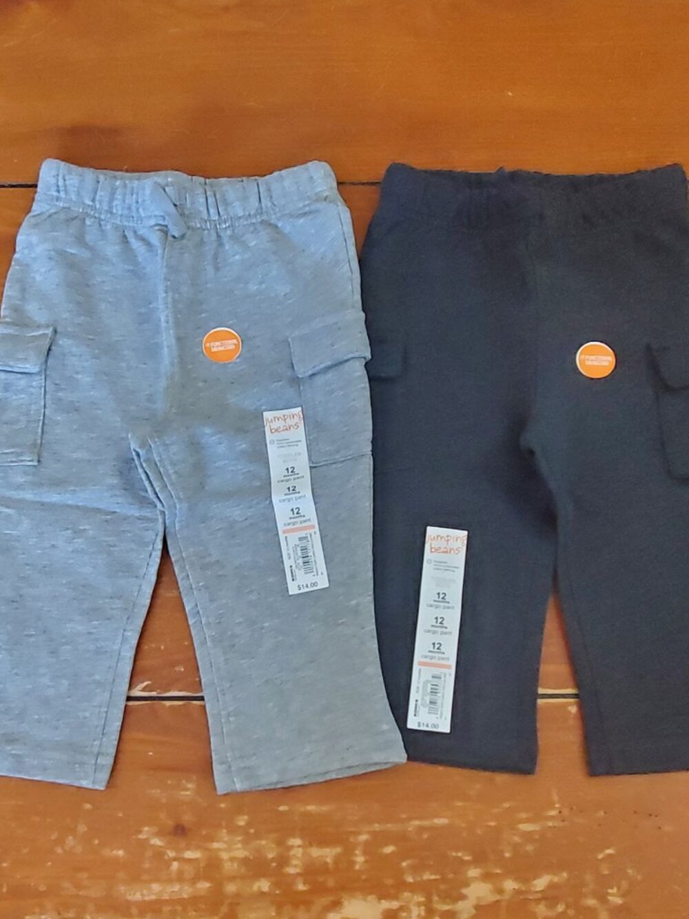 2 Jumping Beans Infant Boys French Terry Cargo Pants Size 12 Mos Heather Gray/Gr